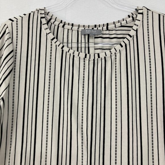 Habitat Medium Black Cream Striped Stretch Knit Comfy Soft Top Casual - Picture 3 of 10